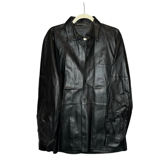 John Varvatos Leather Button Down Shirt - Picture 2 of 9